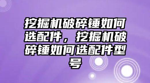 挖掘機(jī)破碎錘如何選配件，挖掘機(jī)破碎錘如何選配件型號