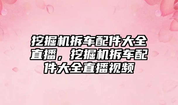 挖掘機拆車配件大全直播，挖掘機拆車配件大全直播視頻