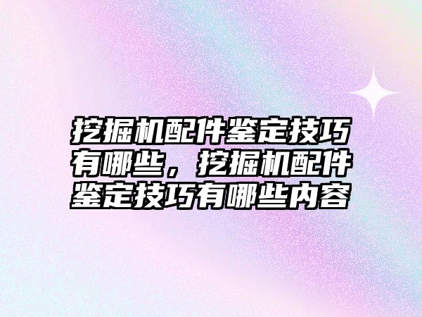 挖掘機配件鑒定技巧有哪些，挖掘機配件鑒定技巧有哪些內(nèi)容