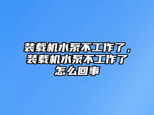 裝載機(jī)水泵不工作了，裝載機(jī)水泵不工作了怎么回事