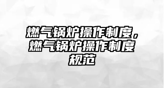 燃?xì)忮仩t操作制度，燃?xì)忮仩t操作制度規(guī)范