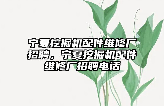 寧夏挖掘機配件維修廠招聘，寧夏挖掘機配件維修廠招聘電話