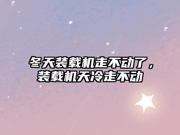 冬天裝載機走不動了，裝載機天冷走不動