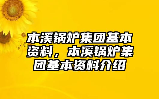 本溪鍋爐集團基本資料，本溪鍋爐集團基本資料介紹