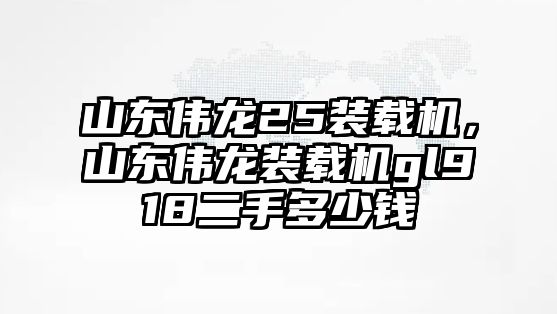 山東偉龍25裝載機，山東偉龍裝載機gl918二手多少錢