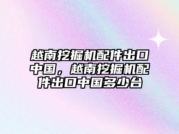 越南挖掘機配件出口中國，越南挖掘機配件出口中國多少臺