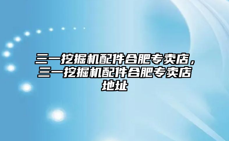 三一挖掘機(jī)配件合肥專賣店，三一挖掘機(jī)配件合肥專賣店地址