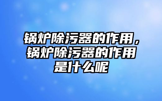 鍋爐除污器的作用，鍋爐除污器的作用是什么呢