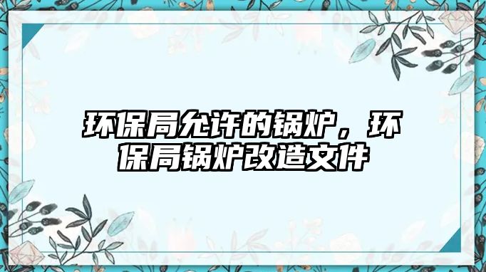 環(huán)保局允許的鍋爐，環(huán)保局鍋爐改造文件