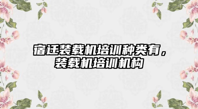 宿遷裝載機(jī)培訓(xùn)種類有，裝載機(jī)培訓(xùn)機(jī)構(gòu)