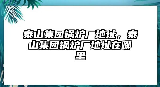 泰山集團(tuán)鍋爐廠地址，泰山集團(tuán)鍋爐廠地址在哪里