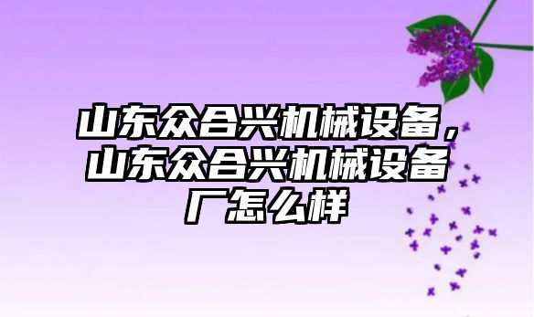 山東眾合興機械設(shè)備，山東眾合興機械設(shè)備廠怎么樣