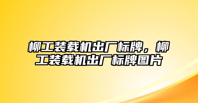 柳工裝載機(jī)出廠標(biāo)牌，柳工裝載機(jī)出廠標(biāo)牌圖片