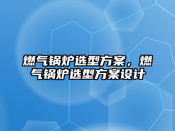 燃?xì)忮仩t選型方案，燃?xì)忮仩t選型方案設(shè)計