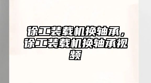 徐工裝載機換軸承，徐工裝載機換軸承視頻