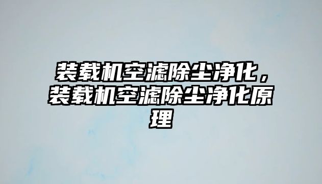 裝載機空濾除塵凈化，裝載機空濾除塵凈化原理