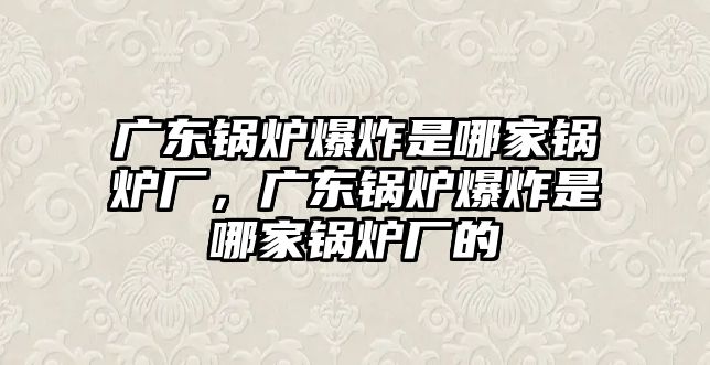 廣東鍋爐爆炸是哪家鍋爐廠，廣東鍋爐爆炸是哪家鍋爐廠的