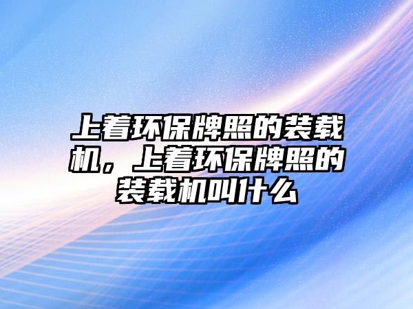 上著環(huán)保牌照的裝載機(jī)，上著環(huán)保牌照的裝載機(jī)叫什么