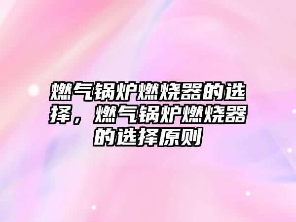 燃?xì)忮仩t燃燒器的選擇，燃?xì)忮仩t燃燒器的選擇原則