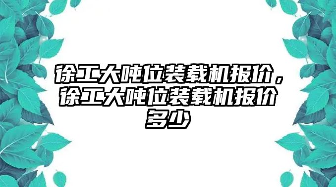 徐工大噸位裝載機報價，徐工大噸位裝載機報價多少