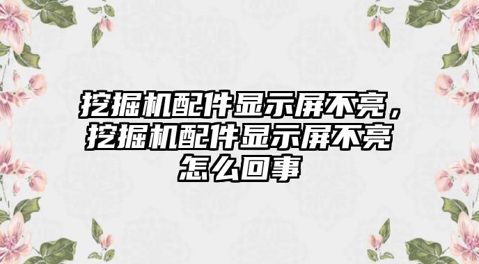 挖掘機配件顯示屏不亮，挖掘機配件顯示屏不亮怎么回事