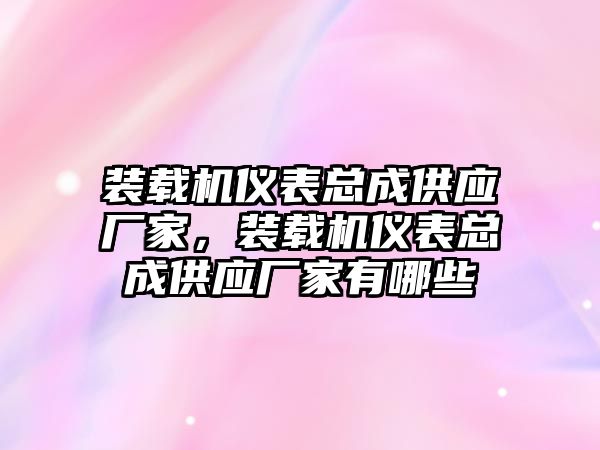 裝載機(jī)儀表總成供應(yīng)廠家，裝載機(jī)儀表總成供應(yīng)廠家有哪些