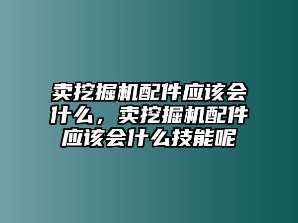 賣挖掘機(jī)配件應(yīng)該會(huì)什么，賣挖掘機(jī)配件應(yīng)該會(huì)什么技能呢