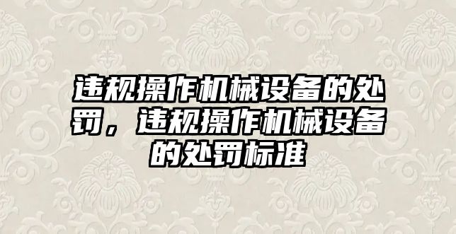 違規(guī)操作機械設(shè)備的處罰，違規(guī)操作機械設(shè)備的處罰標準