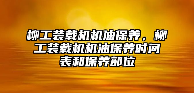 柳工裝載機機油保養(yǎng)，柳工裝載機機油保養(yǎng)時間表和保養(yǎng)部位