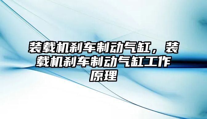 裝載機剎車制動氣缸，裝載機剎車制動氣缸工作原理