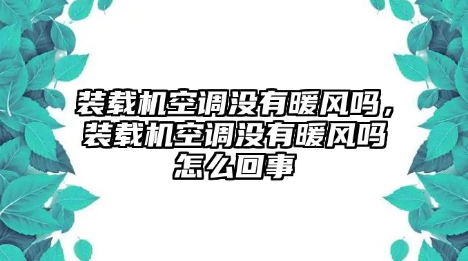 裝載機(jī)空調(diào)沒(méi)有暖風(fēng)嗎，裝載機(jī)空調(diào)沒(méi)有暖風(fēng)嗎怎么回事