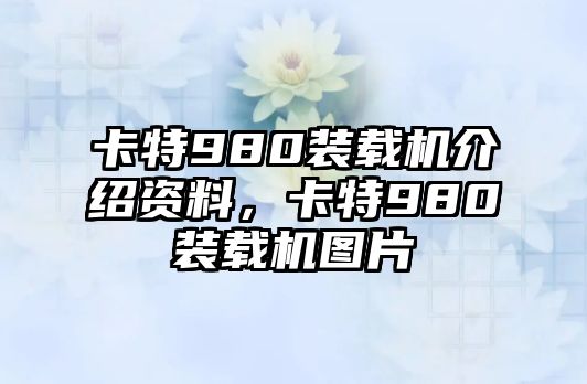 卡特980裝載機介紹資料，卡特980裝載機圖片