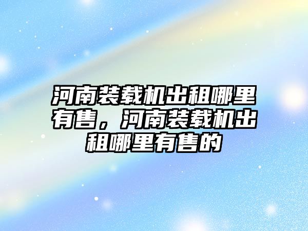 河南裝載機出租哪里有售，河南裝載機出租哪里有售的