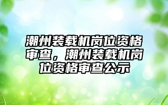 潮州裝載機(jī)崗位資格審查，潮州裝載機(jī)崗位資格審查公示