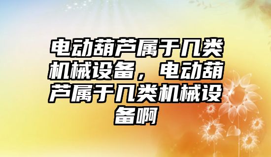 電動葫蘆屬于幾類機(jī)械設(shè)備，電動葫蘆屬于幾類機(jī)械設(shè)備啊