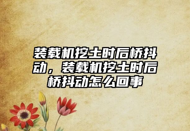 裝載機(jī)挖土?xí)r后橋抖動，裝載機(jī)挖土?xí)r后橋抖動怎么回事