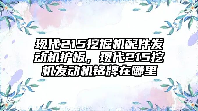 現(xiàn)代215挖掘機配件發(fā)動機護板，現(xiàn)代215挖機發(fā)動機銘牌在哪里