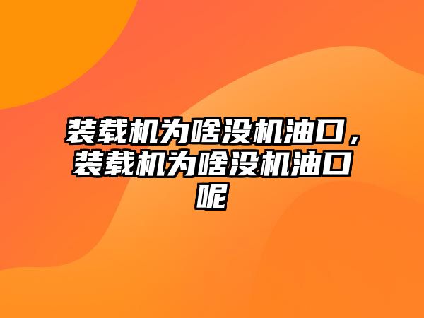 裝載機為啥沒機油口，裝載機為啥沒機油口呢