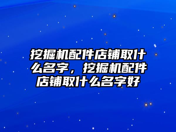 挖掘機配件店鋪取什么名字，挖掘機配件店鋪取什么名字好