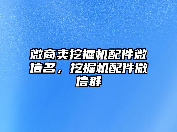 微商賣挖掘機配件微信名，挖掘機配件微信群