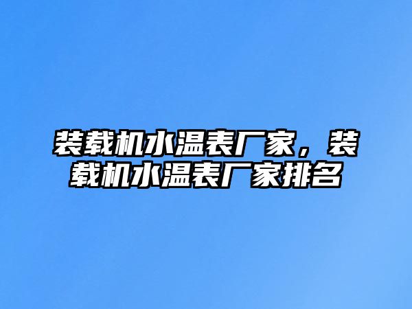 裝載機(jī)水溫表廠家，裝載機(jī)水溫表廠家排名