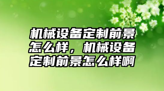 機械設備定制前景怎么樣，機械設備定制前景怎么樣啊