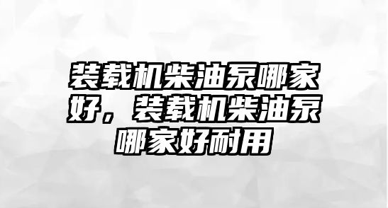 裝載機柴油泵哪家好，裝載機柴油泵哪家好耐用