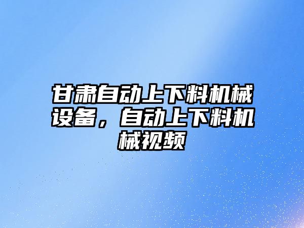 甘肅自動上下料機械設備，自動上下料機械視頻