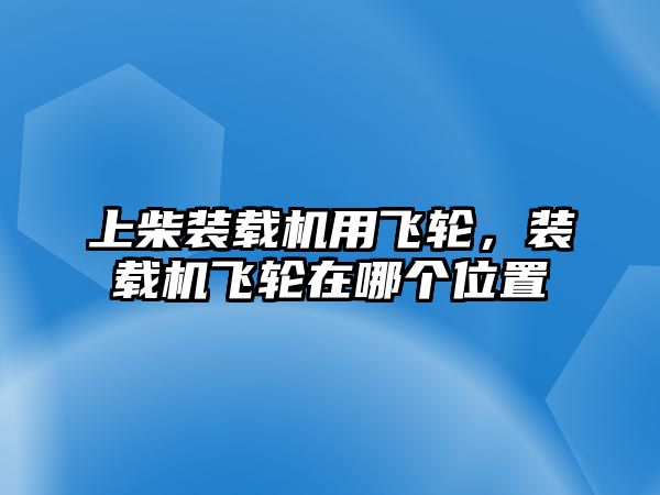 上柴裝載機用飛輪，裝載機飛輪在哪個位置