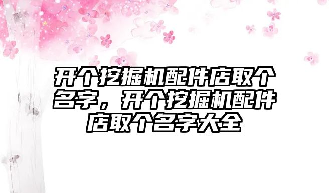 開個挖掘機配件店取個名字，開個挖掘機配件店取個名字大全