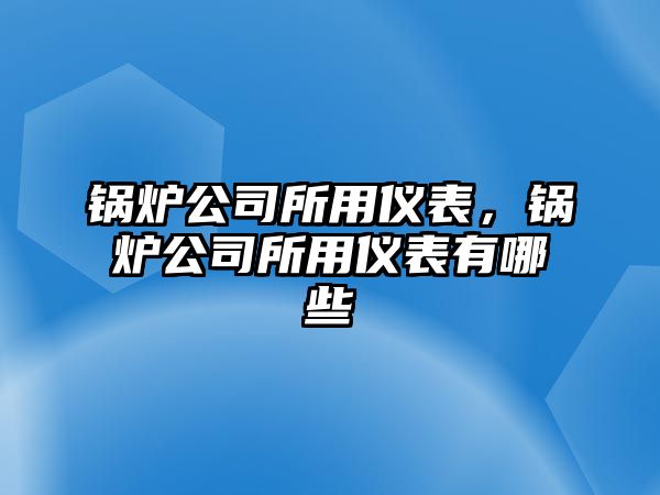 鍋爐公司所用儀表，鍋爐公司所用儀表有哪些