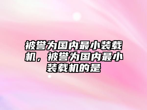 被譽(yù)為國內(nèi)最小裝載機(jī)，被譽(yù)為國內(nèi)最小裝載機(jī)的是