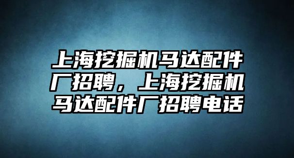 上海挖掘機馬達配件廠招聘，上海挖掘機馬達配件廠招聘電話