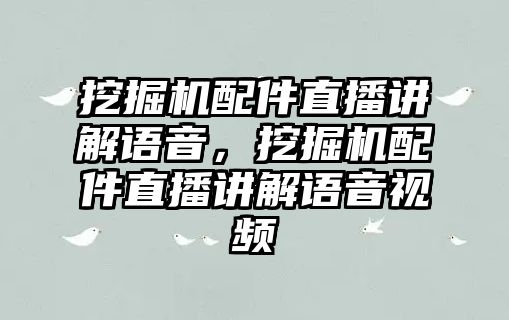 挖掘機(jī)配件直播講解語音，挖掘機(jī)配件直播講解語音視頻